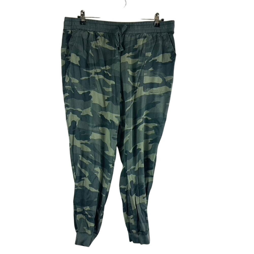 Splendid Womans Sz XL Pants Jogger Pockets Green‎ Comfort Waist Camo